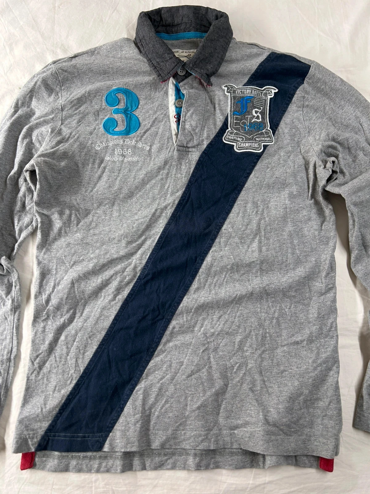 Vintage grey long sleeve polo We renos champions defenders 1968 size L – photo 2